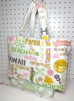 トートバッグ サブ エコ リバーシブル ハワイ フラ ホヌ ヤシ ハンドメイド