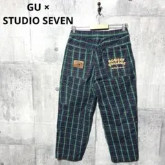 GU × STUDIO SEVEN メンズ チェックペインターパンツ Mのサムネイル