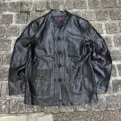 一点物 HWAHSIA KANGAROO フェイクレザー チャイナジャケット