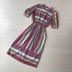 美品】PS Paul Smith マルチカラーストライプ ワンピース リボン 