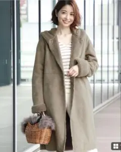 Demi-Luxe BEAMS フード付き エコムートンコート　サイズ38