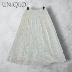UNIQLO ユニクロ　シアサッカーボリュームスカート ホワイト S コットン