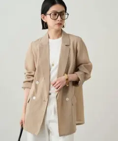 美品✨ラウンジドレス リネンライクシアージャケット ベージュ 長袖