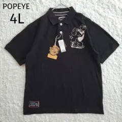 【新品】POPEYE ポパイ ポロシャツ 刺繍 半袖 黒 大きいサイズ 4L
