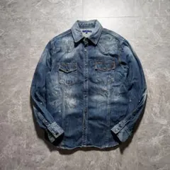 ✨Y2K！Semantic Design denim shirts Mのサムネイル