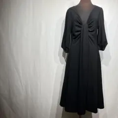 訳あり DKNY ダナキャランニューヨーク 胸元ドレープ ワンピース ブラック