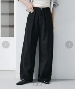 kastane スーパーワイドネップデニムパンツ　インディゴブルー