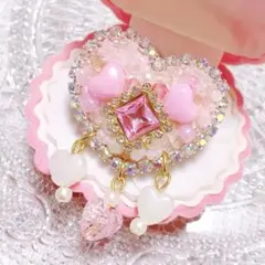♡きらめきHeartリング♡ ピンク　ハンドメイド　ビーズ刺繍