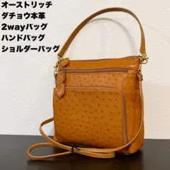 オーストリッチ本革 2wayバッグ ハンドバッグ ショルダーバッグ レディース