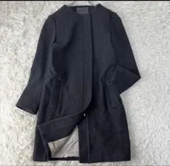 SPICK&SPAN ウールメルトン　ノーカラーコート　ジップアップ