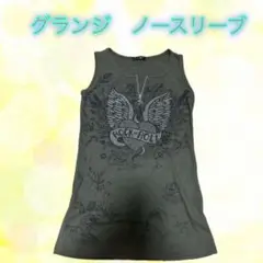 ノースリーブ　グランジ　オリーブ