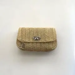 クラッチバッグ　ポーチ　鍵編み　ナチュラル　小物入れ　古道具　昭和レトロ　かご
