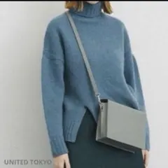 UNITED TOKYO カシミヤウールタートルニット　ブルー　青　美品 UNITED TOKYO カシミヤウールスリットタートルニット ブルー - メルカリ