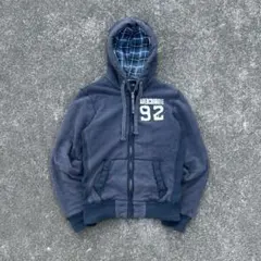 00s アバクロ　ジップパーカー　裏地チェック　y2k archive 短丈