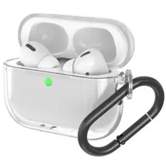 AirPods Pro3 ケース 透明保護ケース 耐衝撃性 カラビナ付き クリア