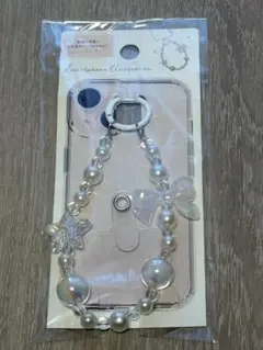 可愛い スマホストラップ クリアビーズ 星型 リボン型 新品未使用