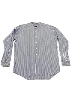 BEAMS Thomas Masonトーマスメイソン バンドカラー 長袖 白×青のサムネイル