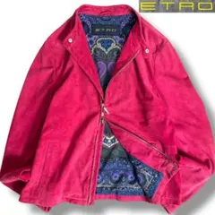 専用！イタリア製 ETRO エトロ ヤギ革 本革 ブルゾン ジャケット ブルー ETRO(エトロ) レザージャケット(メンズ) - 海外通販のBUYMA