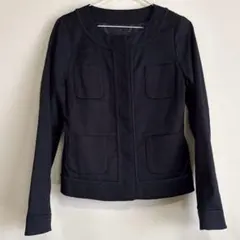 WORLD レディース黒ノーカラージャケット Lサイズ
