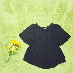 【ギャップ】スモックブラウス　チュニックトップス　S　ブラックのサムネイル