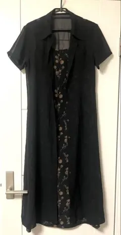 キャミワンピース　シースルーシャツワンピース　セット　黒