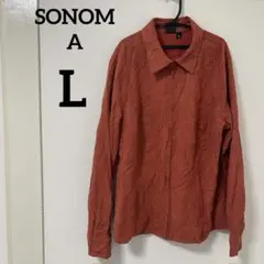美品✨SONOMA 【L】オレンジ ジップアップシャツ 秋冬 メンズ 長袖