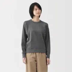 無印良品 婦人ワッフル編みクルーネック長袖Ｔシャツ チャコール