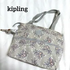 キプリング　トートバッグ　植物柄　ボタニカル　ゴリラチャーム　葉柄　総柄