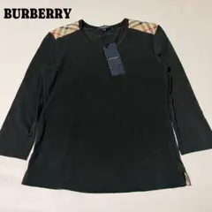 【新品タグ付】バーバリーロンドン 七分袖カットソー ノバチェック 日本製 黒