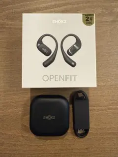 SHOKZ ワイヤレスイヤホン ブラック 充電ケース付き　左のみ Shokz 完全ワイヤレスイヤホン OPENFIT オープンイヤー型 ショックス