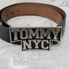 TOMMY トミー ベルト 本革 ブラック 黒 NYC ロゴバックル 肉厚のサムネイル