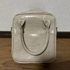 ベージュ クロコダイル風 ハンドバッグ