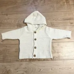 西松屋　ホワイト フード付きカーディガン　もふもふ　白　60-70cm
