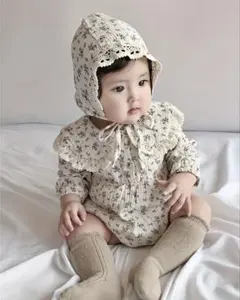 新品 90 花柄ロンパース ボンネット 韓国子供服
