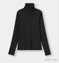 美品☆GU ソフトリブタートルネックT 長袖 ゆったり Lサイズ 黒