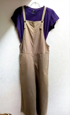 ぴ*ん様 ZARAベージュ オーバーオール サロペット　ワイドパンツスタイル