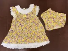 花柄 ワンピース ブルマ セット イエロー　80cmのサムネイル