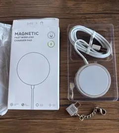 マグネット式ワイヤレス充電器 急速充電USB USB-AとUSB-C変換端子付き