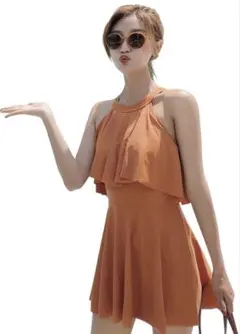 Teddy 水着 ワンピース レディース フレア オールインワン　露出控えめ