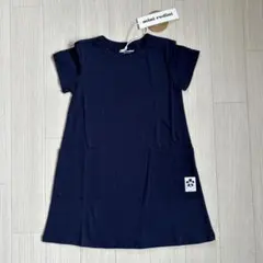 mini rodini /ネイビー 半袖ワンピース/size104-110のサムネイル