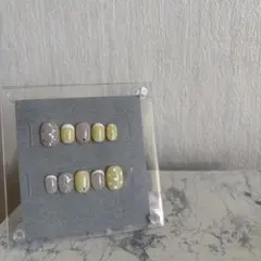 春カラーネイル フレンチネイル ドットネイル イエローネイル ネイルチップ 91