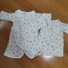 ミキハウス カラフル動物柄 シャツ短肌着 コンビ肌着 2点セット