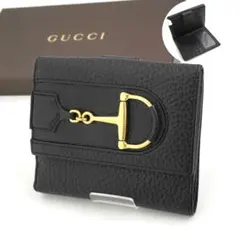 ✨SAランク✨　GUCCI ミニ財布　ホースビット　ビット　シボ　馬具　ブラック
