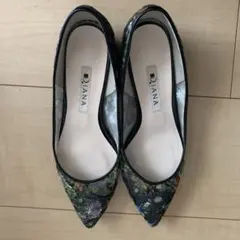 ダイアナ　Diana 絵画シリーズ　フラワー柄 低ヒールパンプス　21.5