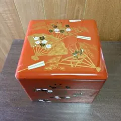 三段重箱 漆器 竹文様 昭和レトロ 朱塗り 三段重箱 梅竹文様 漆器 21cm - メルカリ
