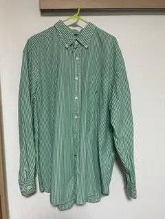 NAUTICA 　緑と白のストライプ シャツ