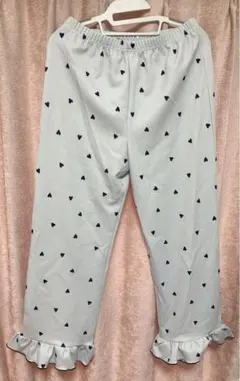 しまむら　ayano ハート 裾フリルパンツ　ブルー