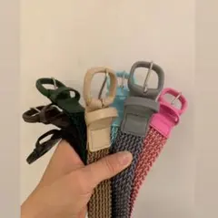 Q st.pour.homme ゴムレザーメッシュベルト