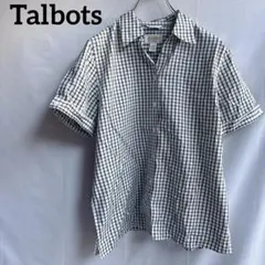 タルボット ギンガムチェック 半袖シャツ 形態安定 白　黒 【10】M〜Lのサムネイル