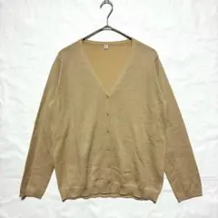 ユニクロ Vネックカーディガン XL ベージュ エクストラファインメリノウール